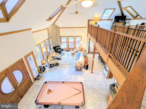 a view of living room with a large window