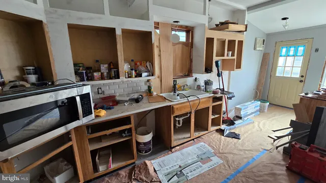 a dining room with a window