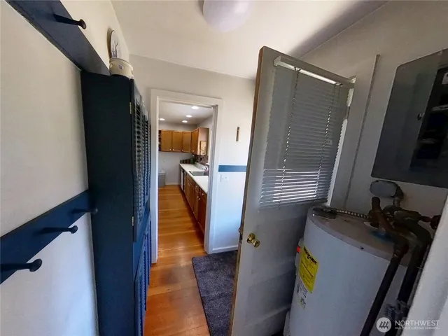 a hallway with a view of the entryway