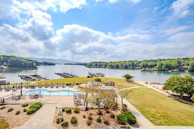 a view of a swimming pool and an ocean