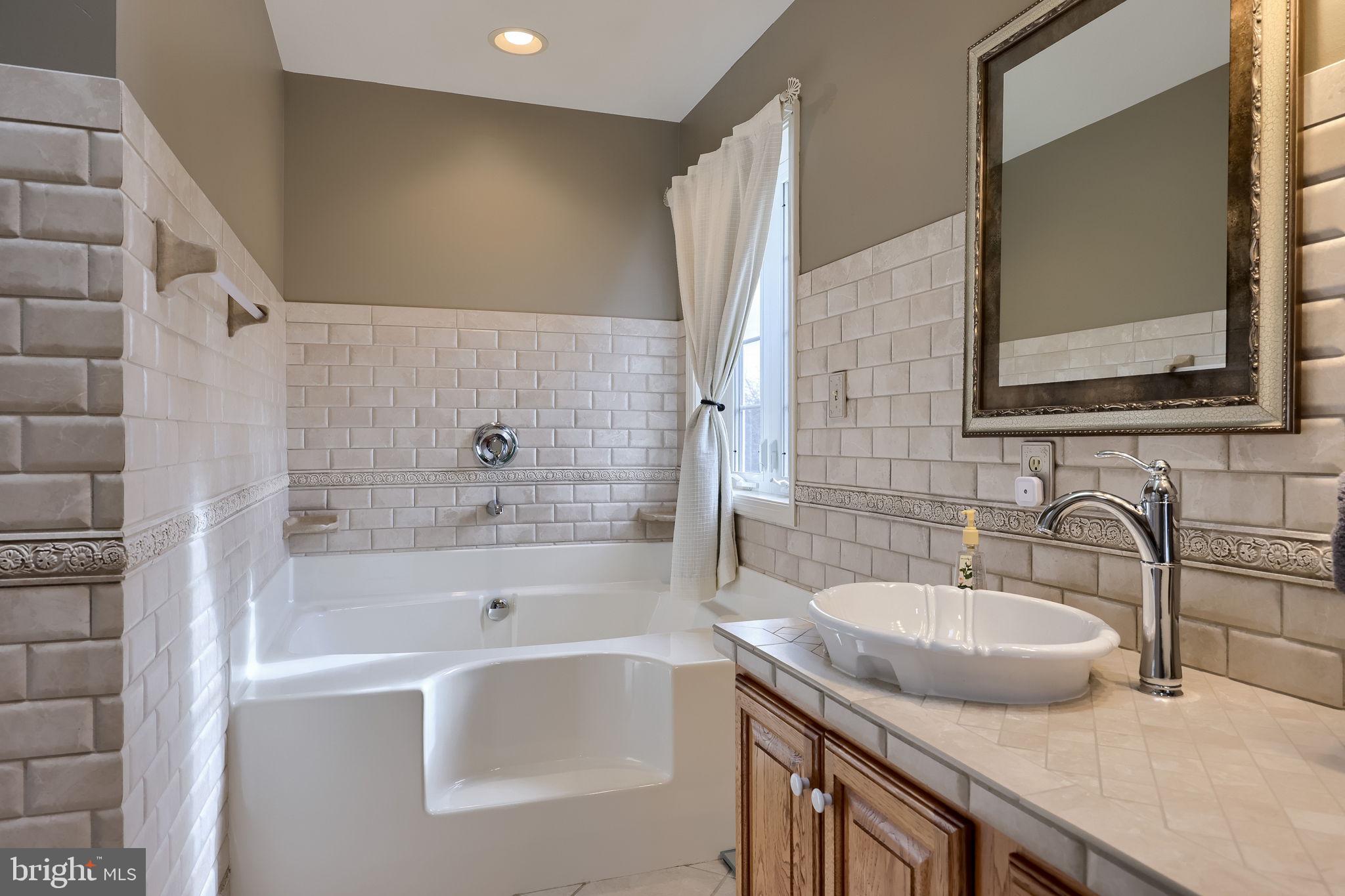 22 Royal Drive Lititz, PA 17543 - Photo 29 of 47 a bathroom with a granite countertop sink a mirror and a bathtub