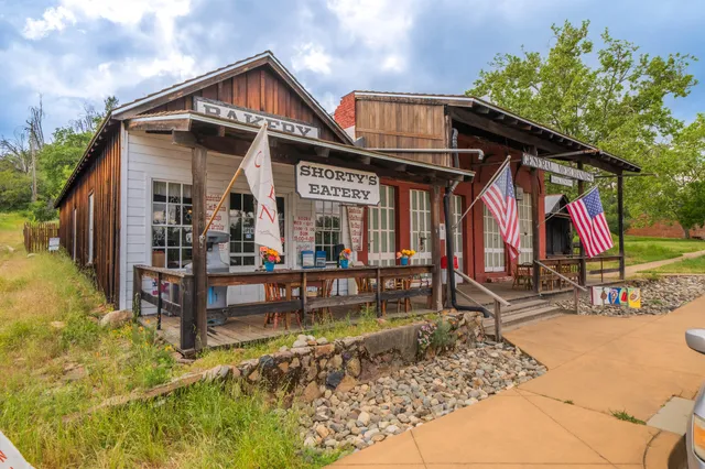 a view of a building with a street