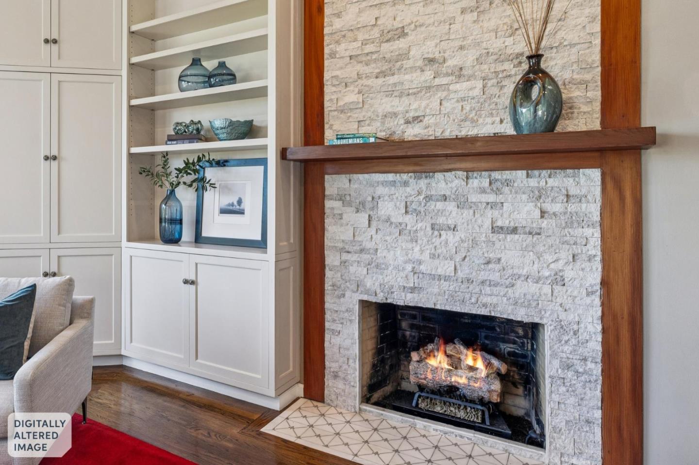 720 Endfield Way Hillsborough, CA 94010 - Photo 18 of 76 a living room with a fireplace and a window