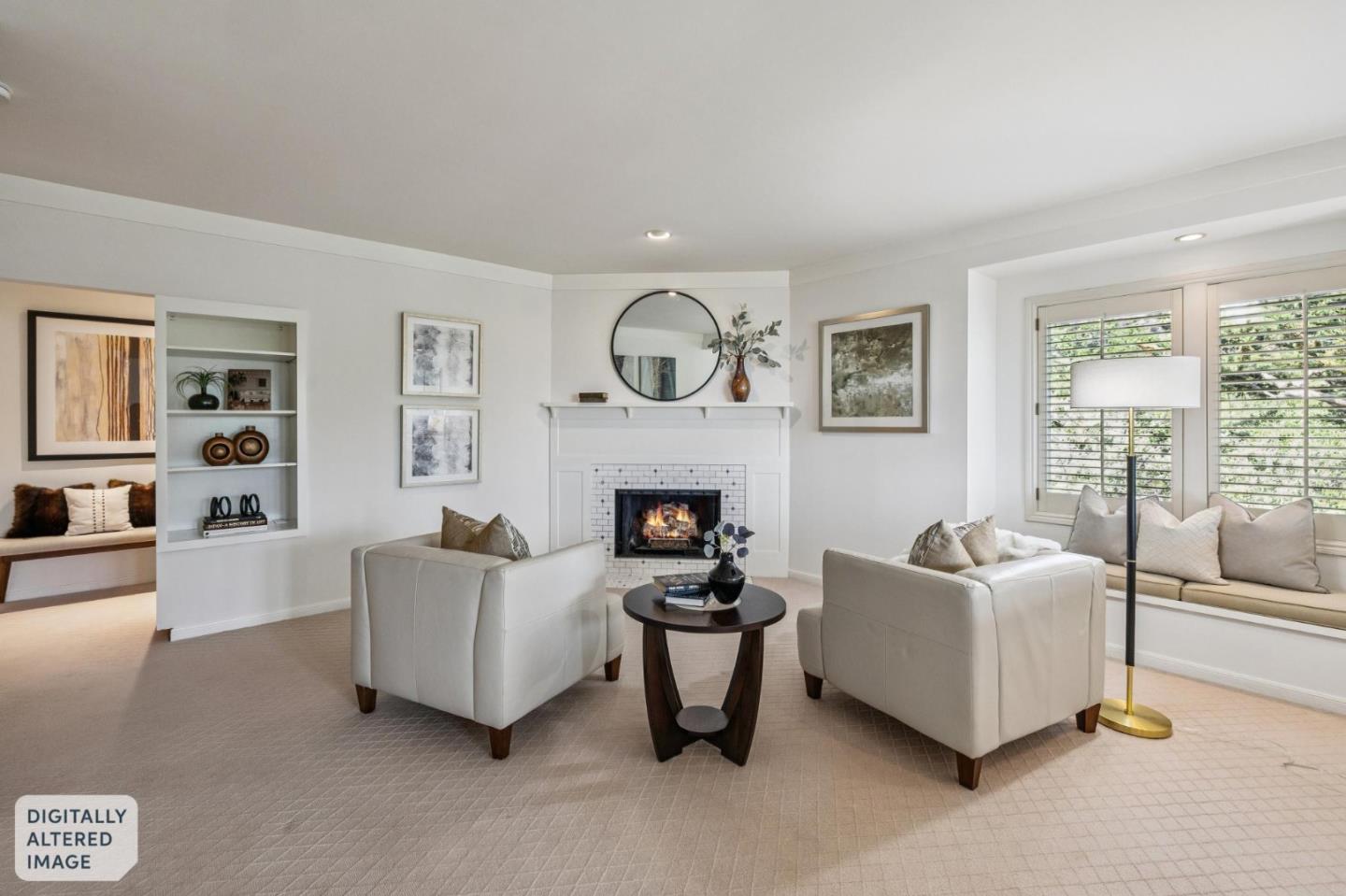 720 Endfield Way Hillsborough, CA 94010 - Photo 32 of 76 a living room with furniture and a fireplace