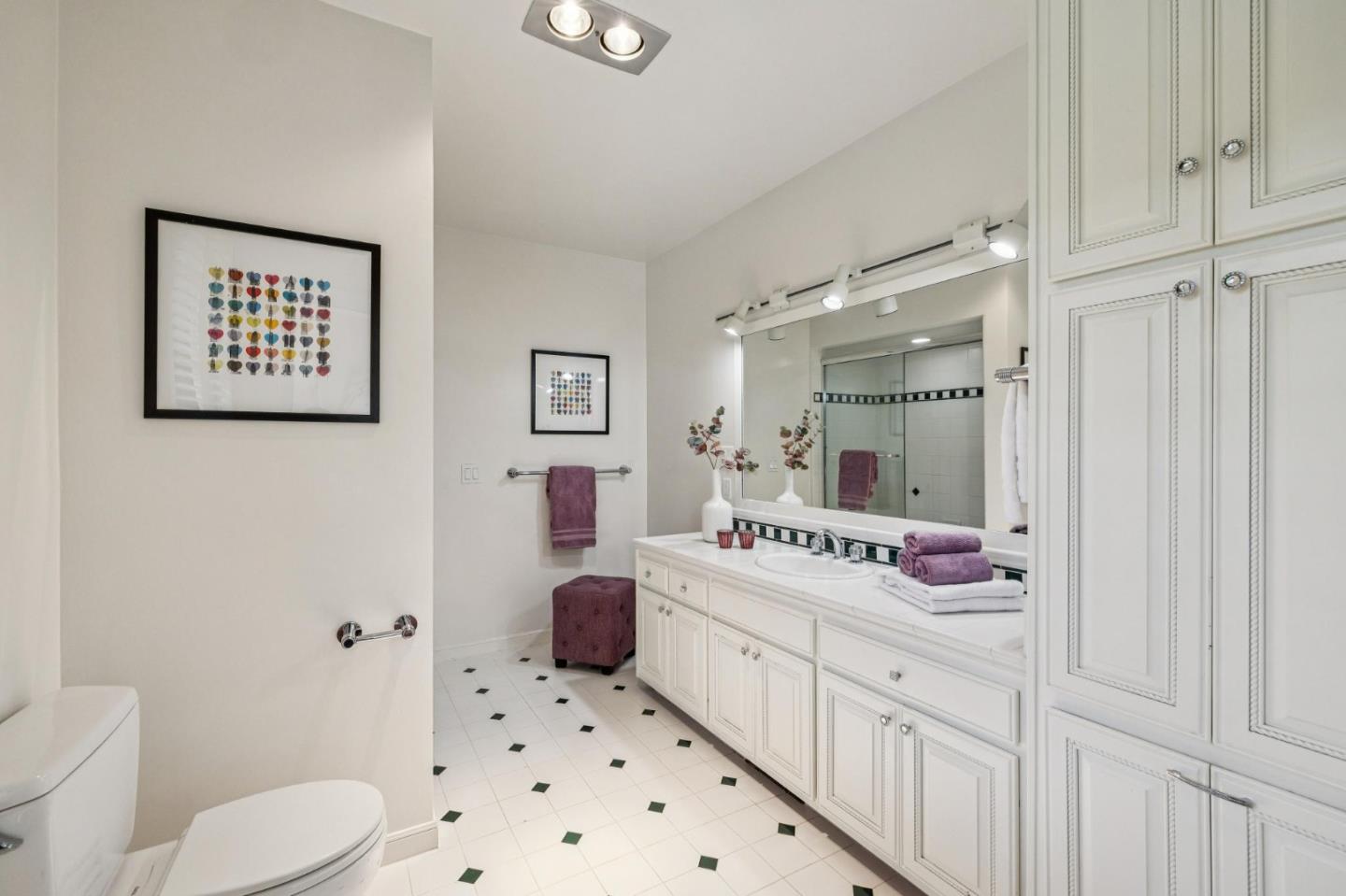 720 Endfield Way Hillsborough, CA 94010 - Photo 43 of 76 a bathroom with a sink a toilet and shower