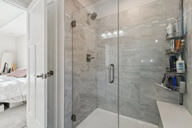 a bathroom with a shower