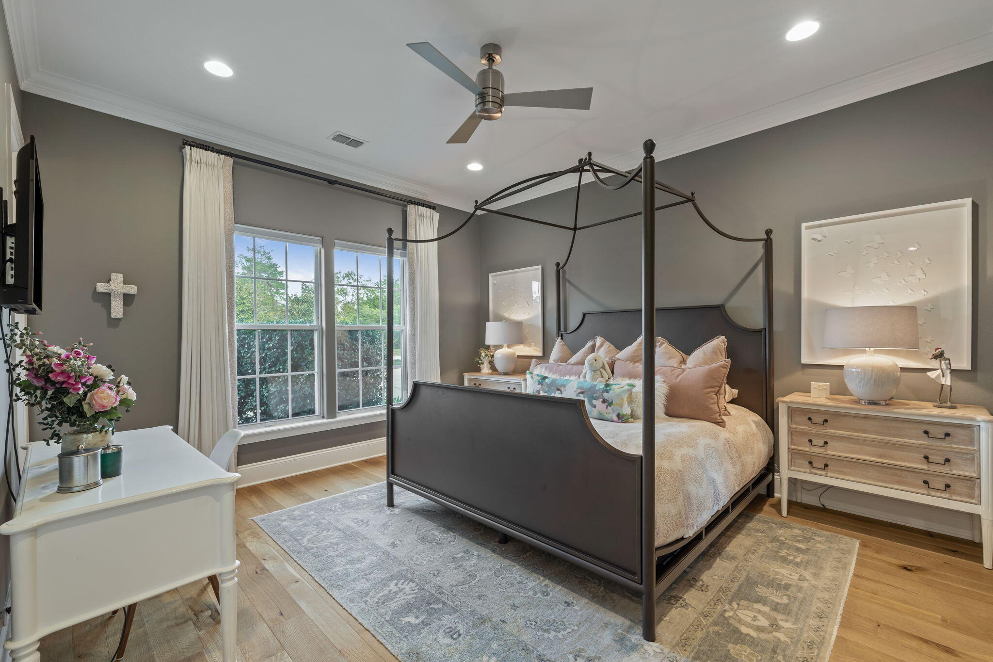 486 Coastal Breeze Drive Freeport, FL 32439 - Photo 30 of 70 a bed room with a bed and a chandelier