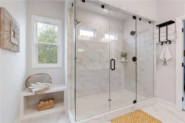 a bathroom with a shower