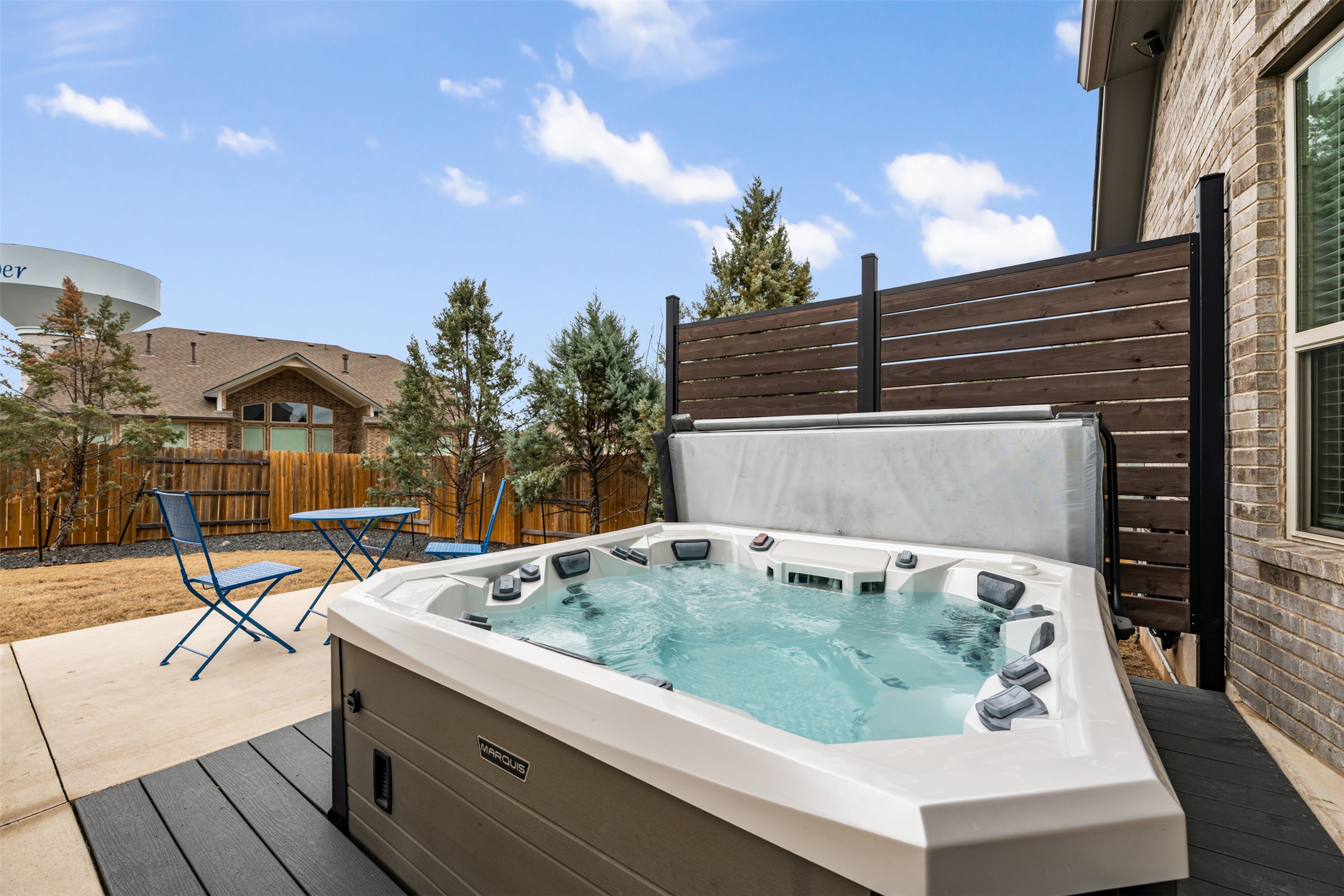 2501 Costera Street Leander, TX 78641 - Photo 28 of 40 A privacy wall for this Marquis Vector 21 V84 hot tub.