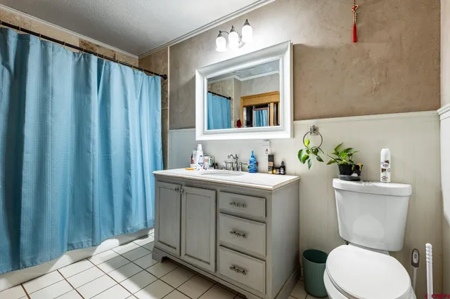 a bathroom with a toilet a sink and a mirror