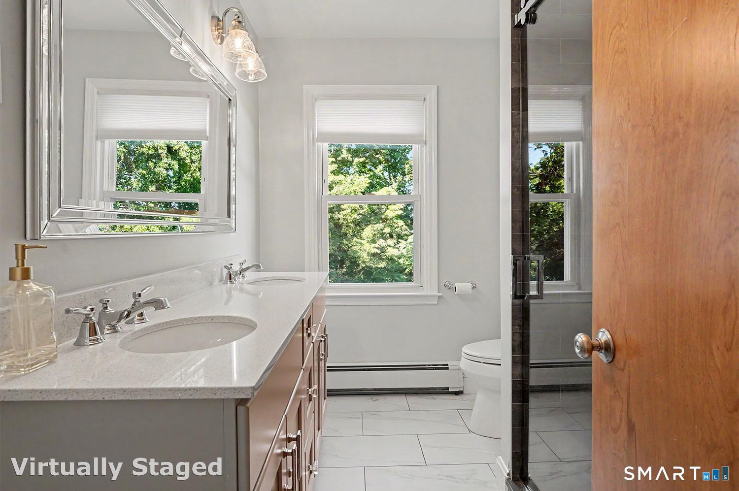 365 Adley Road Fairfield, CT 06825 - Photo 20 of 39 Remodeled Full Bathroom #2 with walk-in shower (main level)