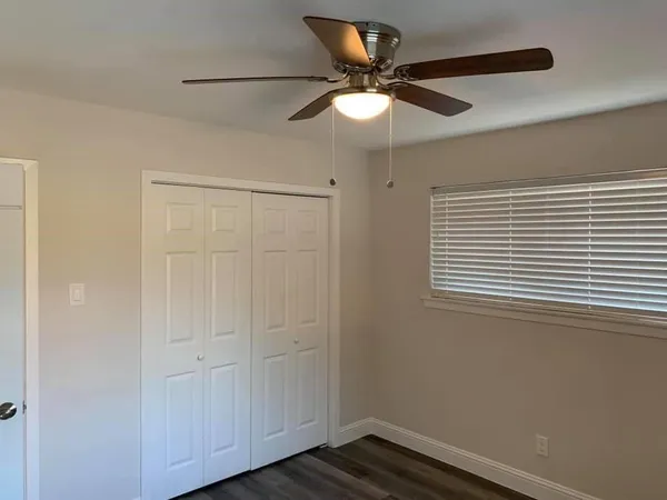 a view of a livingroom with a fan