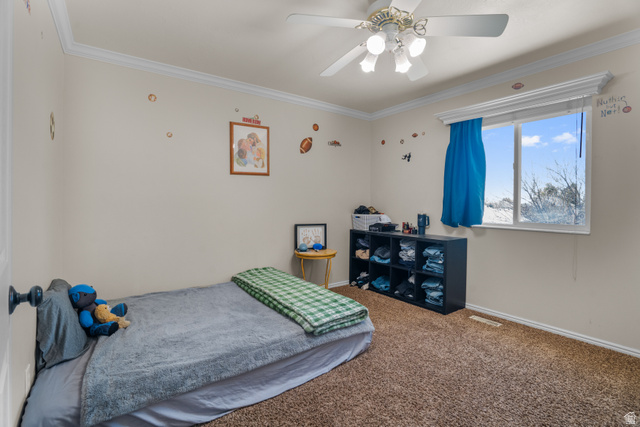 5727 South 3550th Street West Roy, UT 84067 - Photo 12 of 49 Bedroom with neutral wall paint and brown carpet