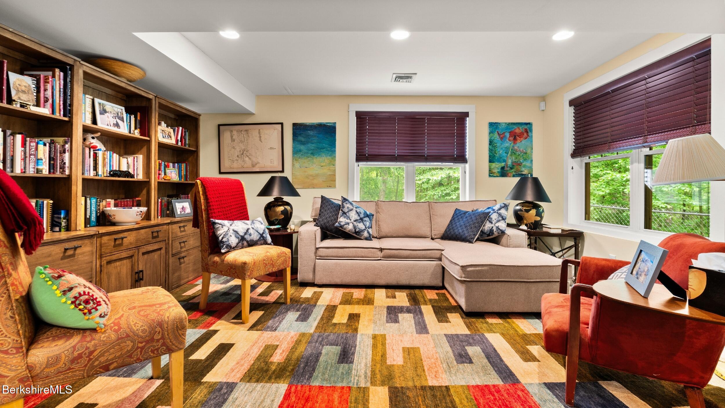 485 Ed Jones Road Otis, MA 01253 - Photo 26 of 36 Family Room w/ Bookshelving