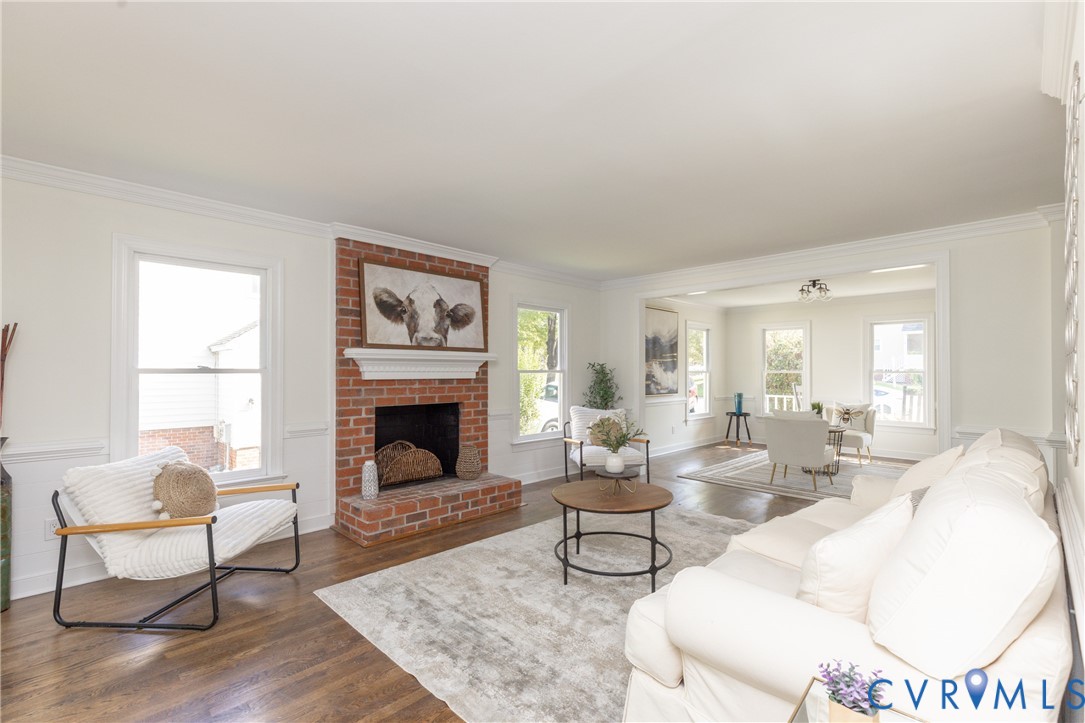 12532 Eagle Ridge Road Henrico, VA 23233 - Photo 15 of 68 Brick fireplace with a white mantel, wood-finish f