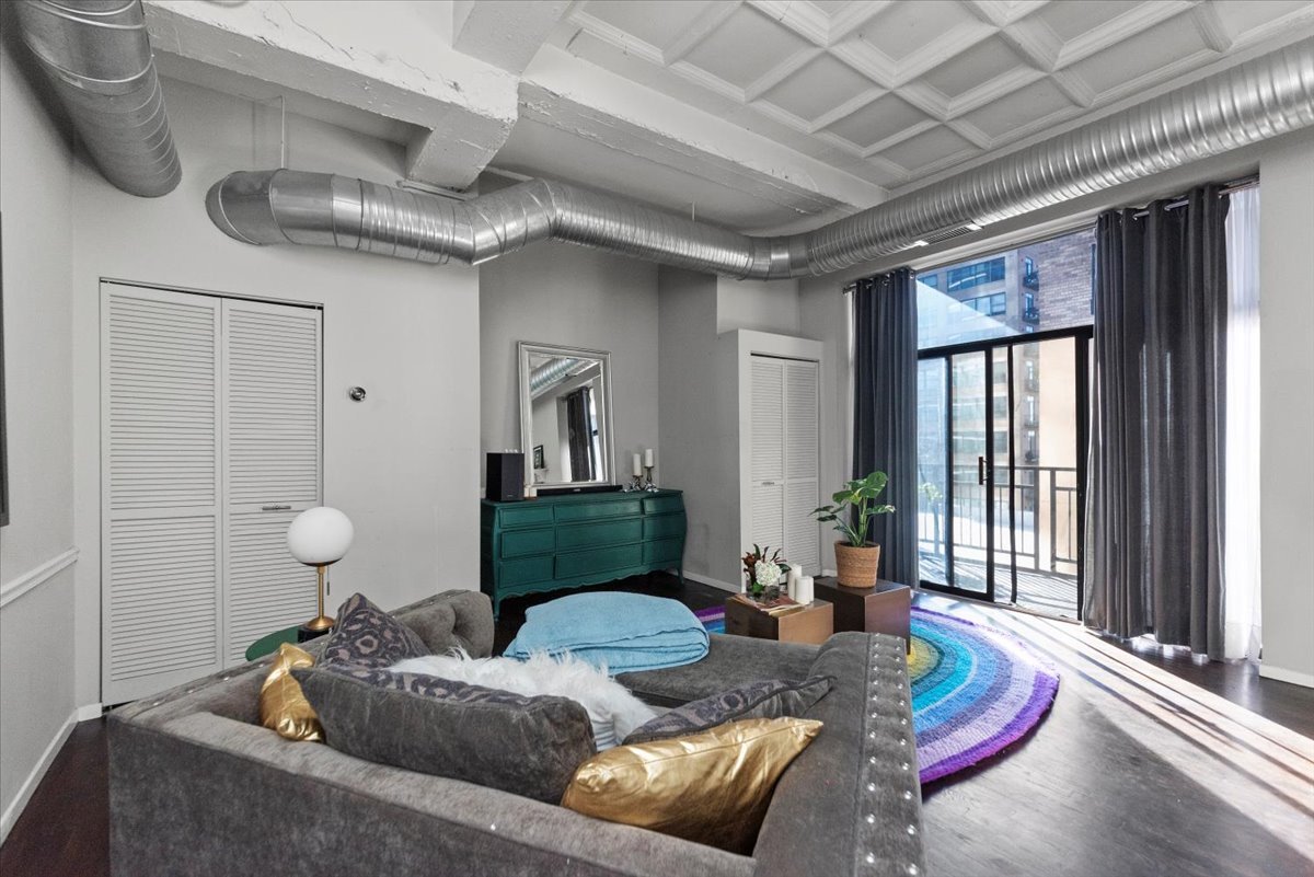 1307 South Wabash Avenue, Unit 605 Chicago, IL 60605 - Photo 3 of 11 a living room with furniture and a potted plant