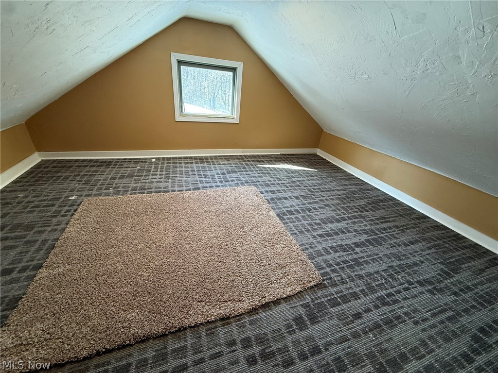 6784 Old Zoarville Road Northeast Dover, OH 44622 - Photo 31 of 50 Additional living space with dark carpet and a textured ceiling