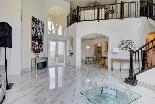 a living room with furniture