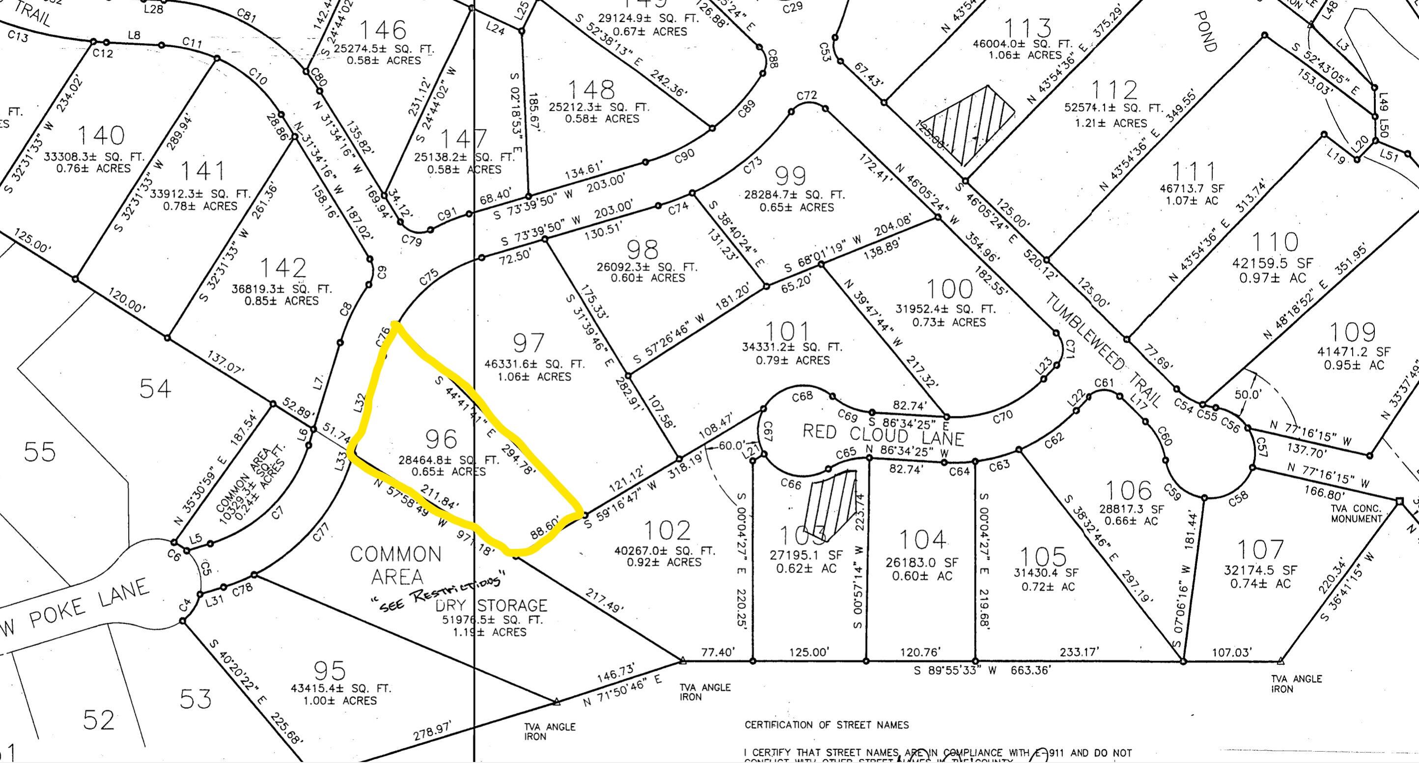 Lot 96 Shiloh, Unit 96 Rutledge, TN 37861 - Photo 21 of 21 Survey highlighted