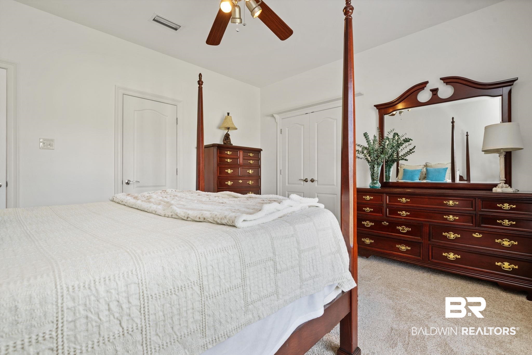 4771 Pecan Ridge East Mobile, AL 36619 - Photo 35 of 48 Bedroom with light colored carpet and ceiling fan