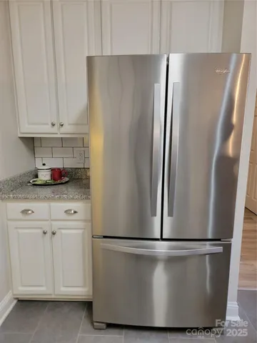 a close view of a refrigerator in the kitchen