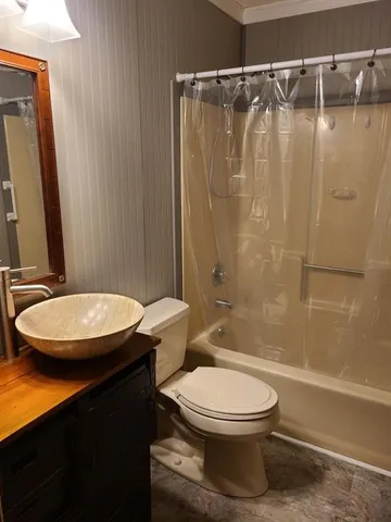 a bathroom with a toilet a sink and a shower