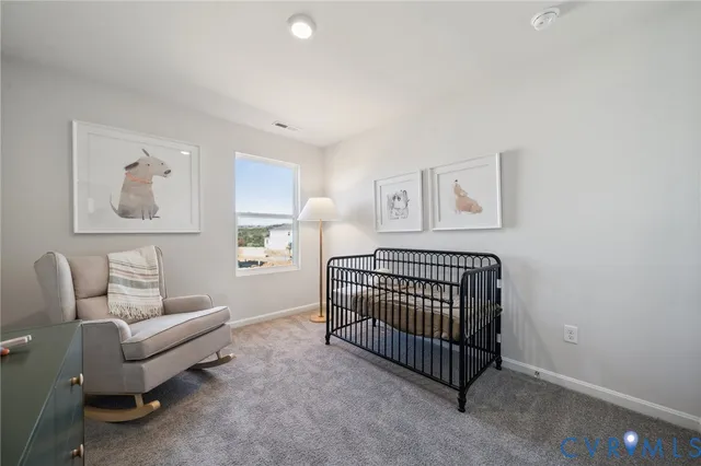 a bedroom with a bed and a couch