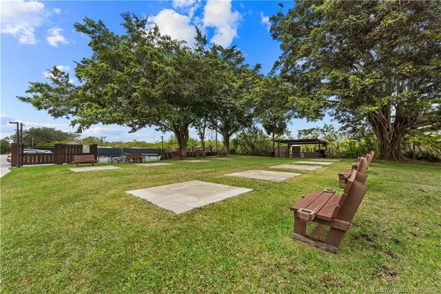 a view of a park with tree s