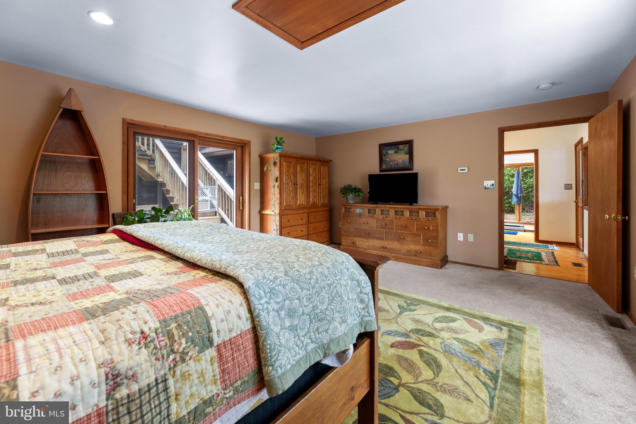 902 Harris Hollow Road Washington, VA 22747 - Photo 12 of 54 a bedroom with a bed and a flat tv screen on dresser