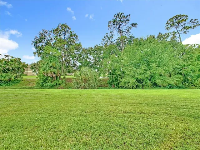 a backyard of a house with lots of green space