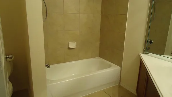 a bathroom with a tub