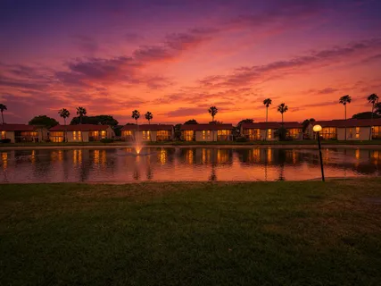 a view of a lake with houses