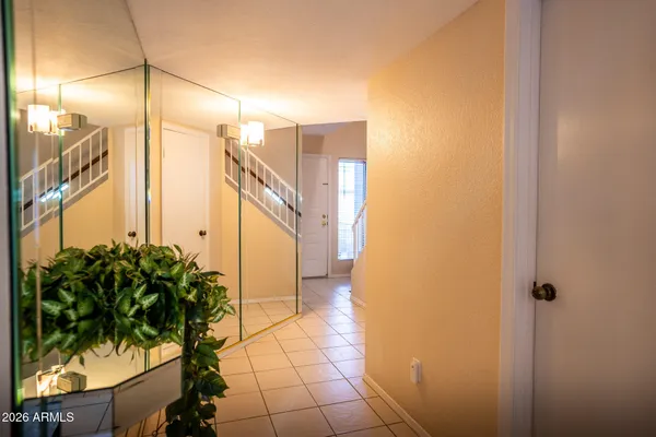 a view of a bathroom with a potted plant