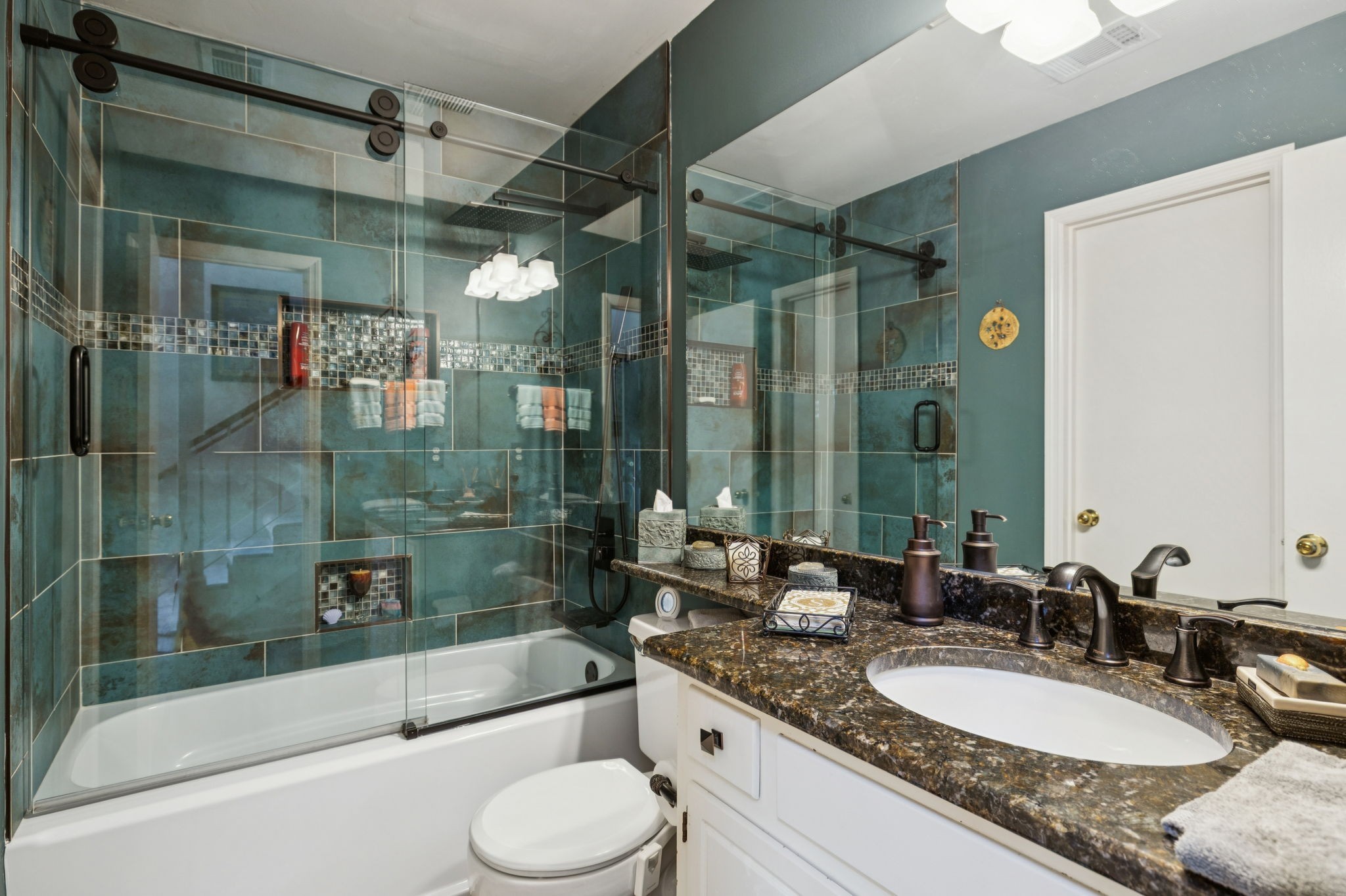 357 Yorkshire Circle Nashville, TN 37211 - Photo 7 of 44 a bathroom with a granite countertop shower sink and mirror