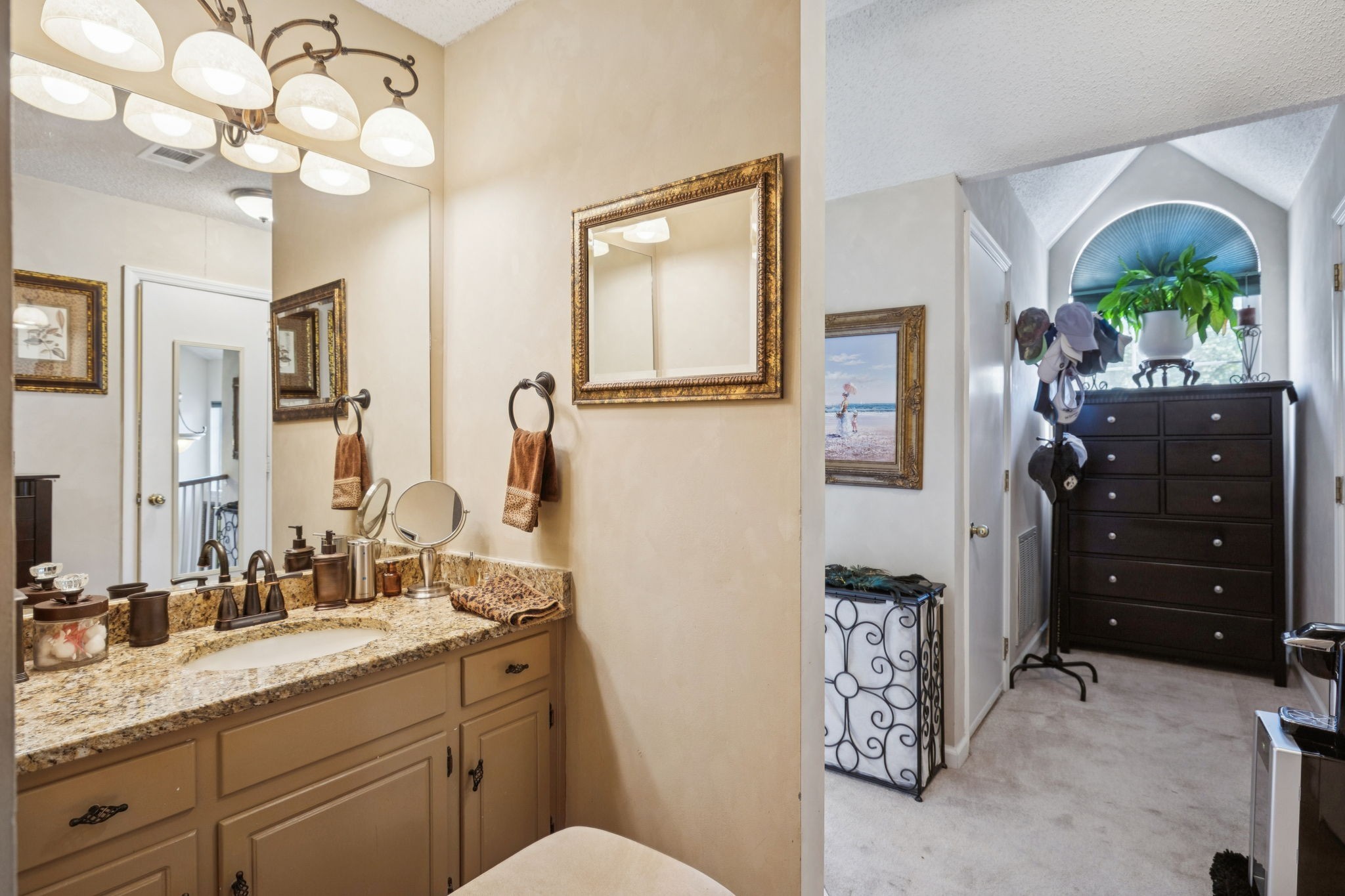357 Yorkshire Circle Nashville, TN 37211 - Photo 9 of 44 a bathroom with a granite countertop sink a mirror and vanity