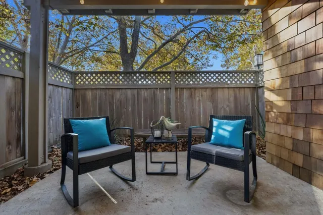 a outdoor living space with furniture