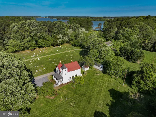 an aerial view of a house