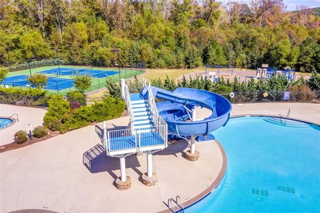 a view of an ocean with beach