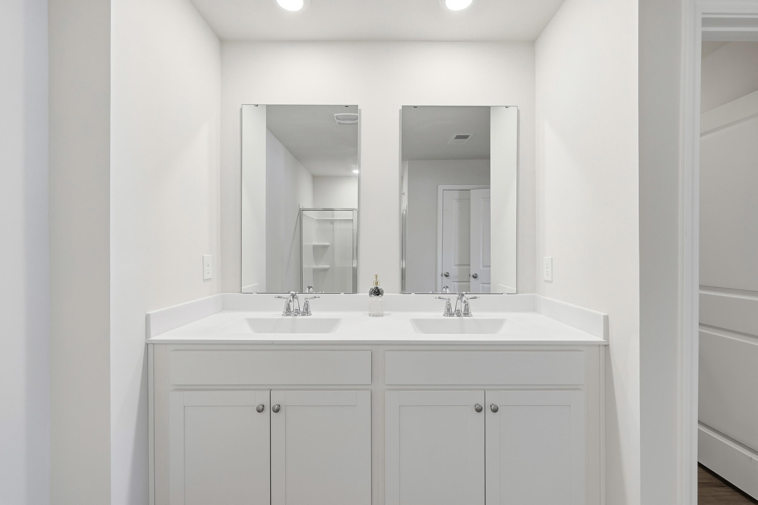 308 Picnic Basket Place Longs, SC 29568 - Photo 23 of 40 Bathroom featuring double vanity, an enclosed shower, and recessed lighting
