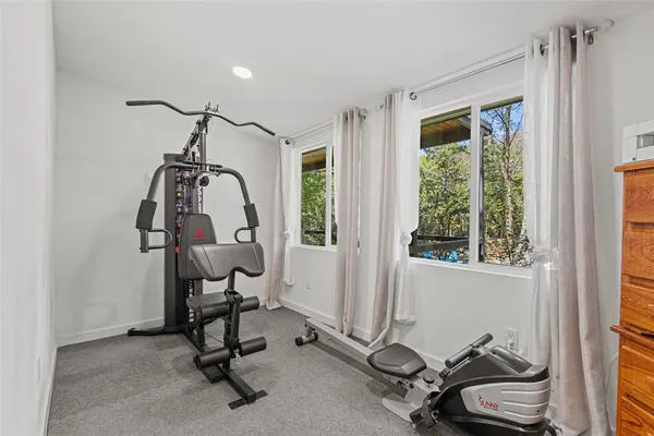 a view of a room with gym equipment