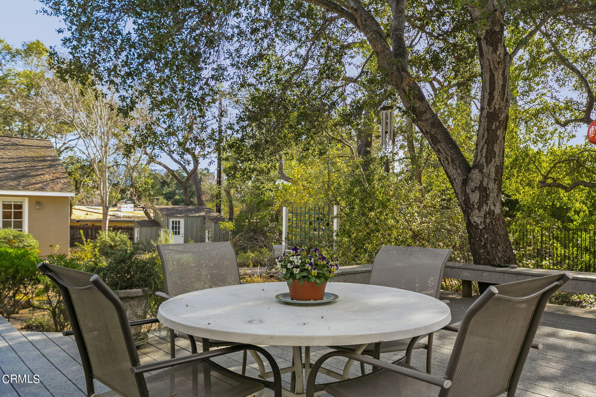 601 Foothill Road Ojai, CA 93023 - Photo 4 of 47 a view of a dining table and chairs in the patio