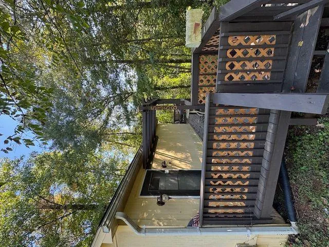 a view of an entryway with a small door