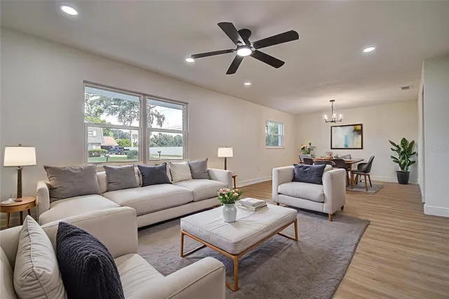 a living room with furniture