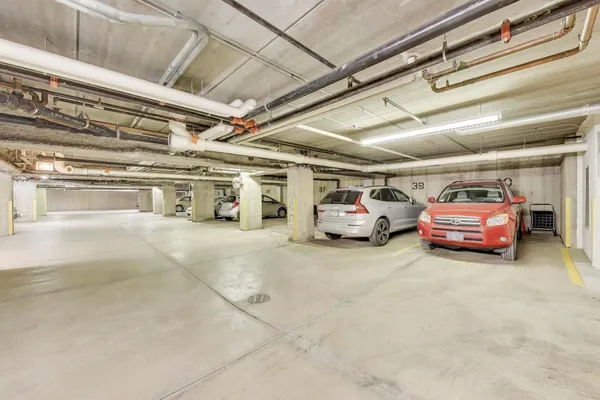 a utility room with cars