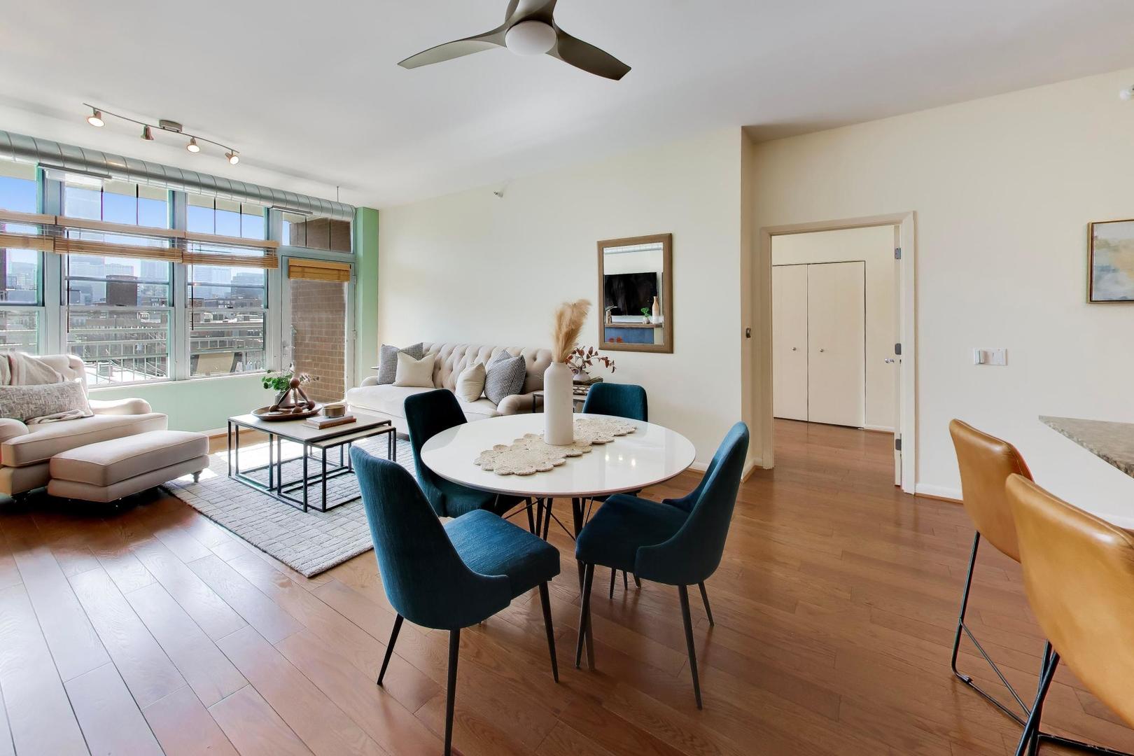 1200 West Monroe Street, Unit 502 Chicago, IL 60607 - Photo 6 of 34 a living room with furniture and a large window