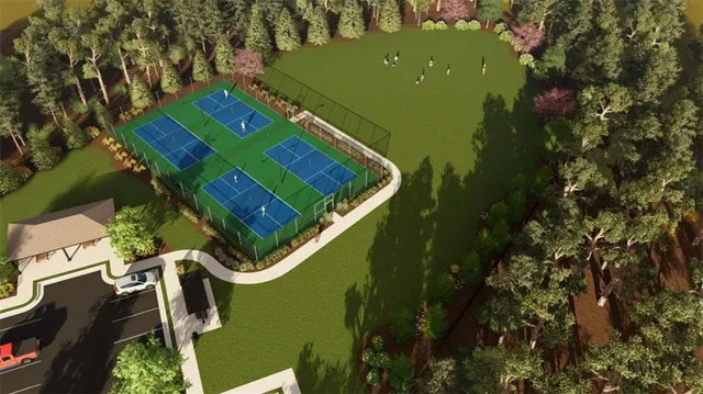 an aerial view of a house