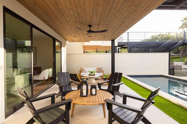 a outdoor space with chairs