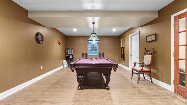 a room with table and chairs