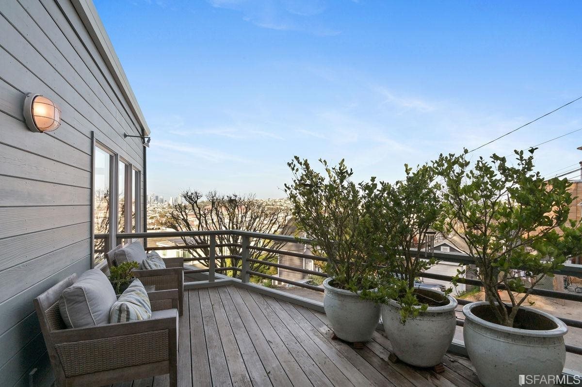 1502 Shotwell Street San Francisco, CA 94110 - Photo 16 of 61 a view of a balcony with chairs and potted plants