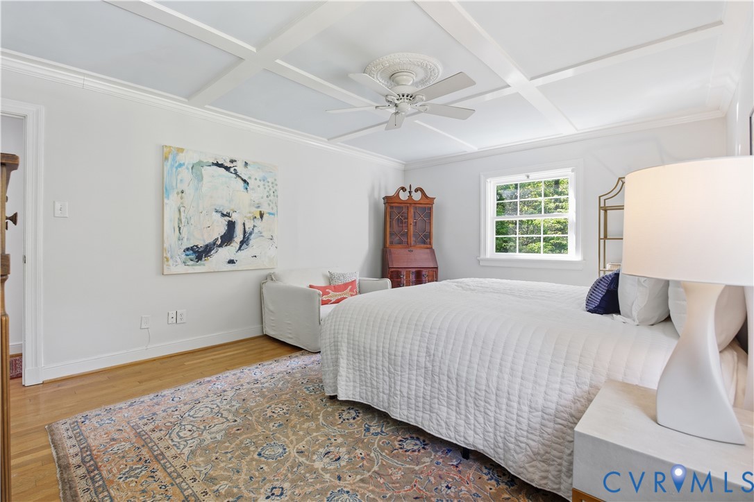 6405 Buckhill Road Richmond, VA 23225 - Photo 22 of 71 Bedroom featuring coffered ceiling, ceiling fan wi